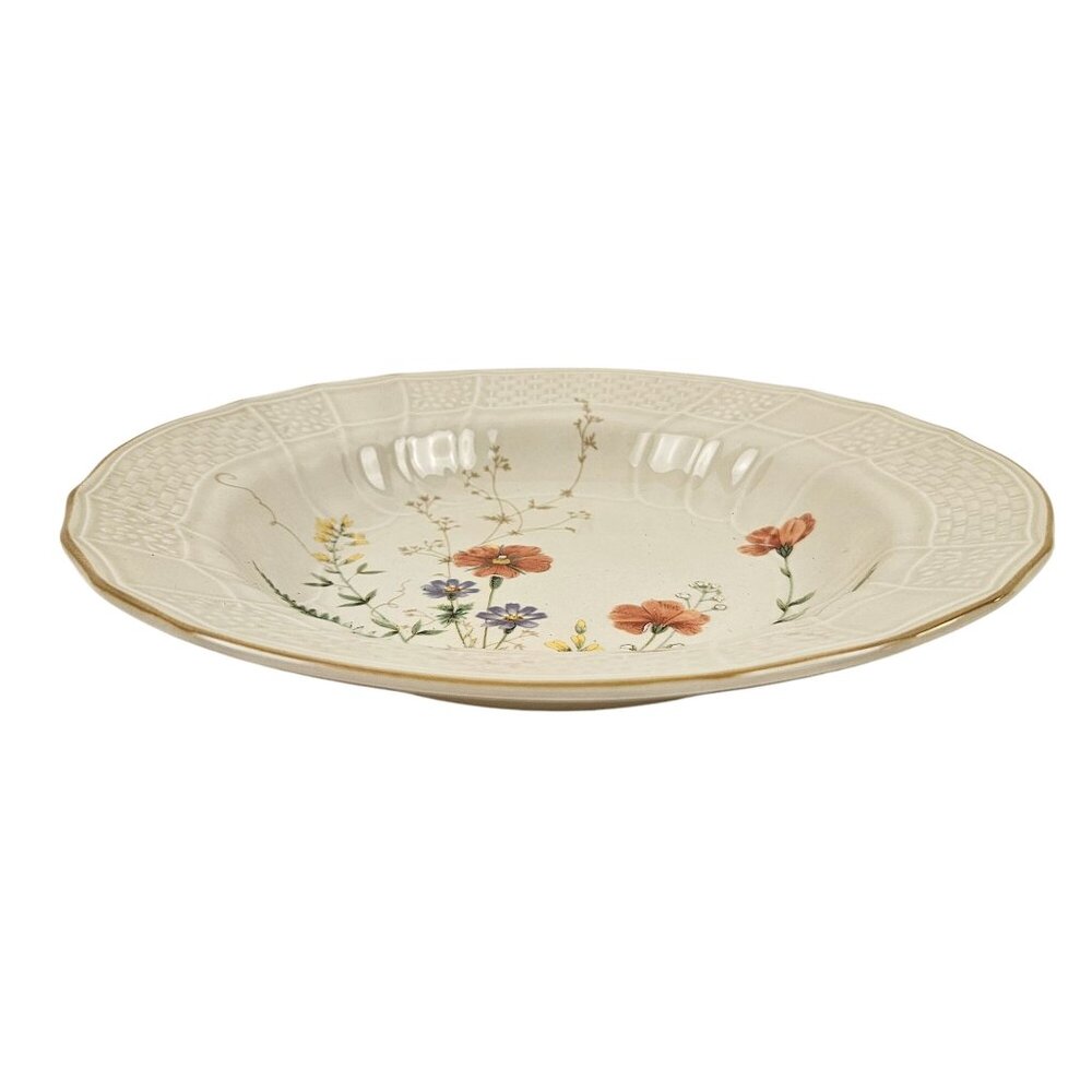 Mikasa Margaux Large Rim Soup Bowl Floral Embossed Basketweave Vintage Japan - Picture 6 of 10